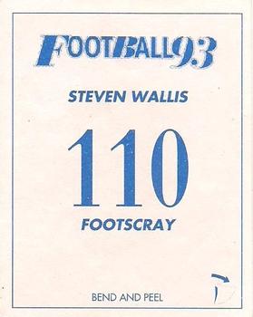 1993 Select AFL Stickers #110 Steven Wallis Back